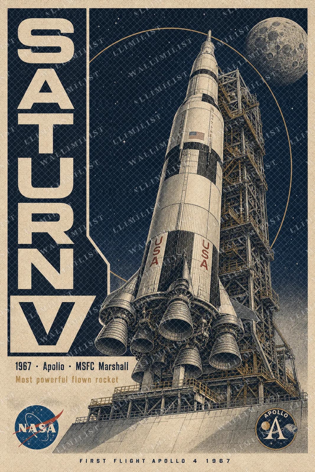 Actual watermarked print of Saturn V
