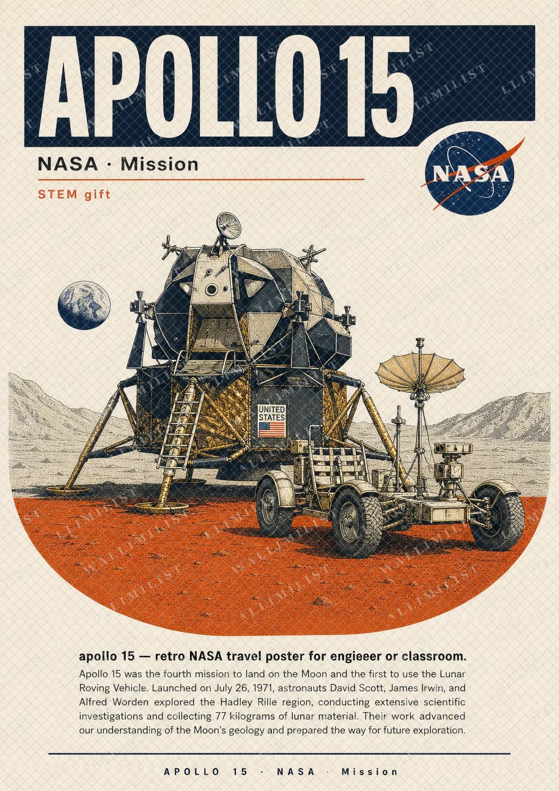 Actual watermarked print of APOLLO 15 — NASA Missions