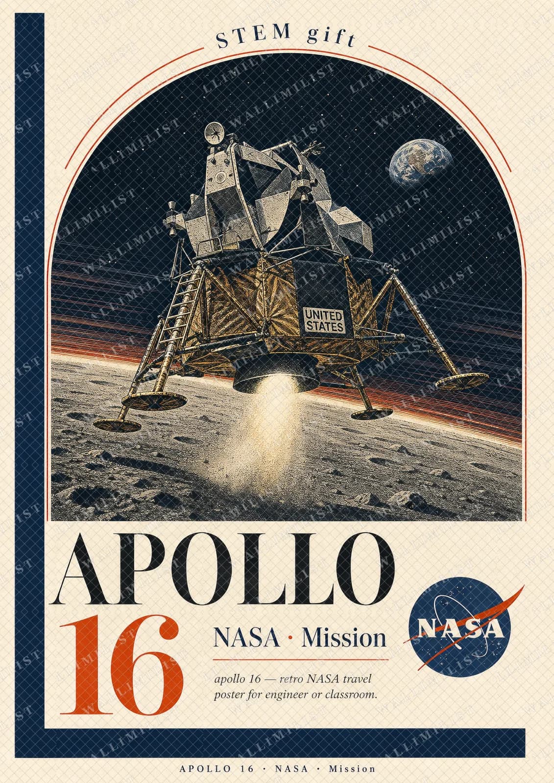 Actual watermarked print of APOLLO 16 — NASA Missions