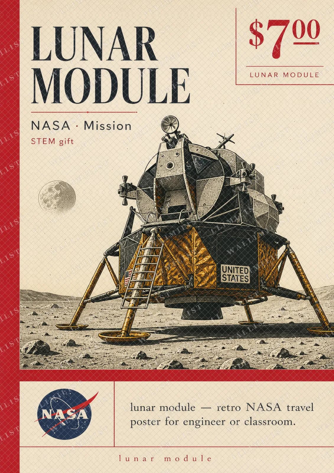 Actual watermarked print of LUNAR MODULE — NASA Missions