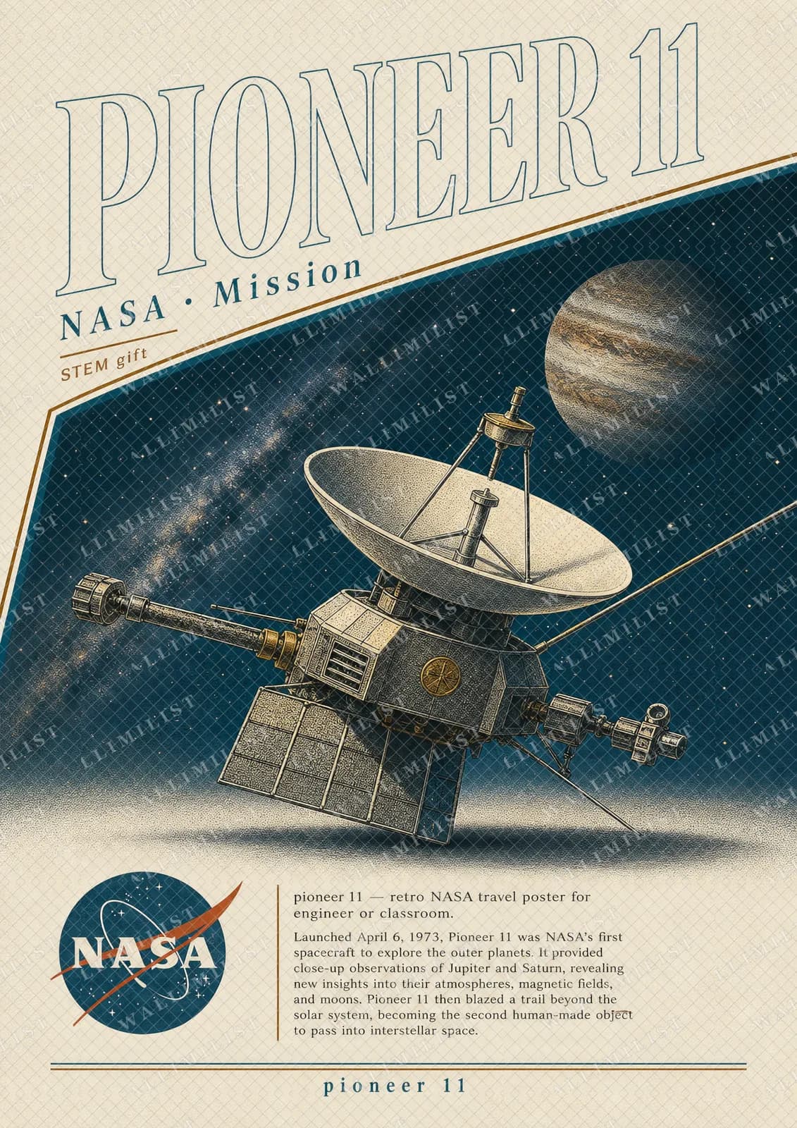 Actual watermarked print of PIONEER 11 — NASA Missions