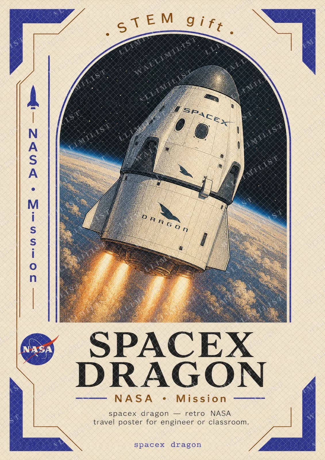 Actual watermarked print of SPACEX DRAGON — NASA Missions