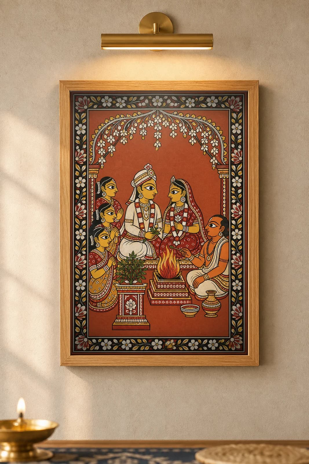 Tulasi Wedding — framed museum print, Pattachitra