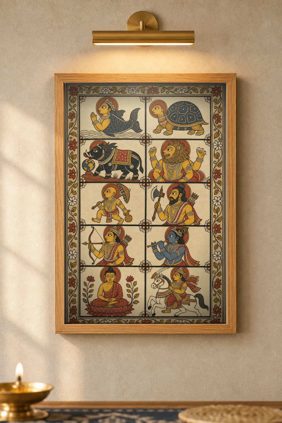Dasavatara — framed museum print, Pattachitra