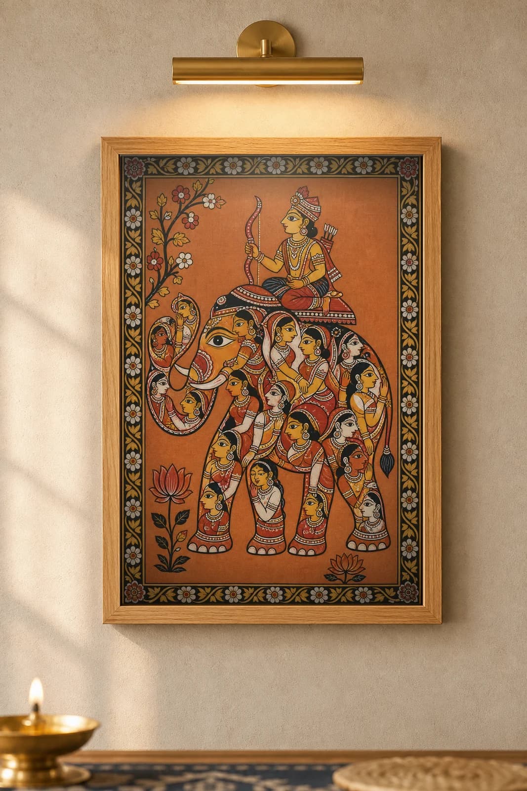 Kandarpa Hathi — framed museum print, Pattachitra