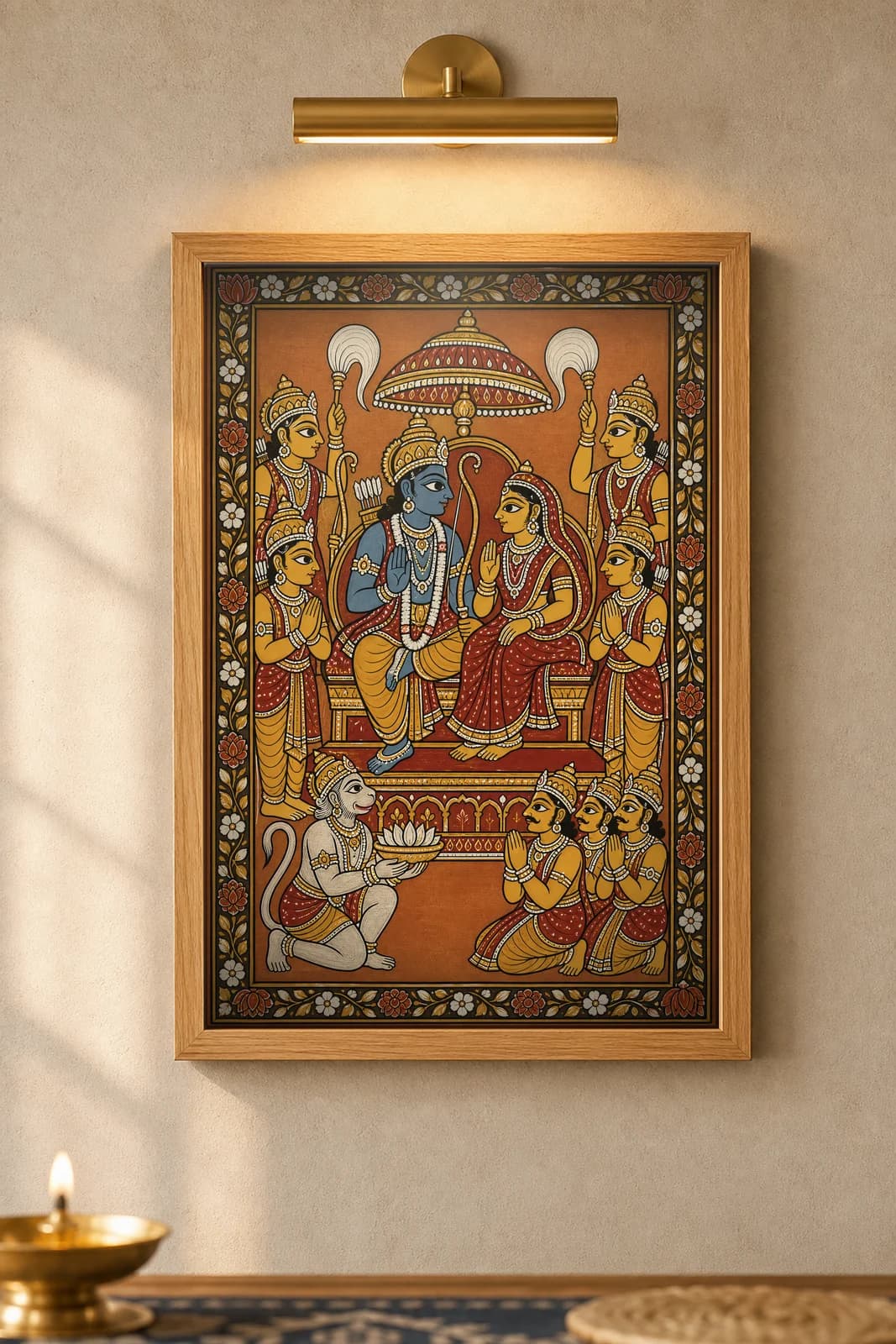 Rama Pattabhisheka — Pattachitra — framed museum print, Pattachitra