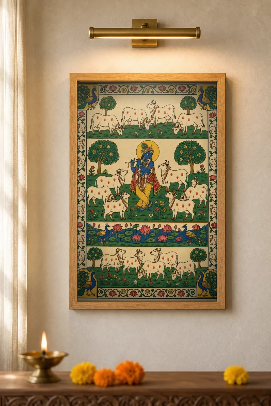 Gau Charan Herd — framed museum print, Pichwai