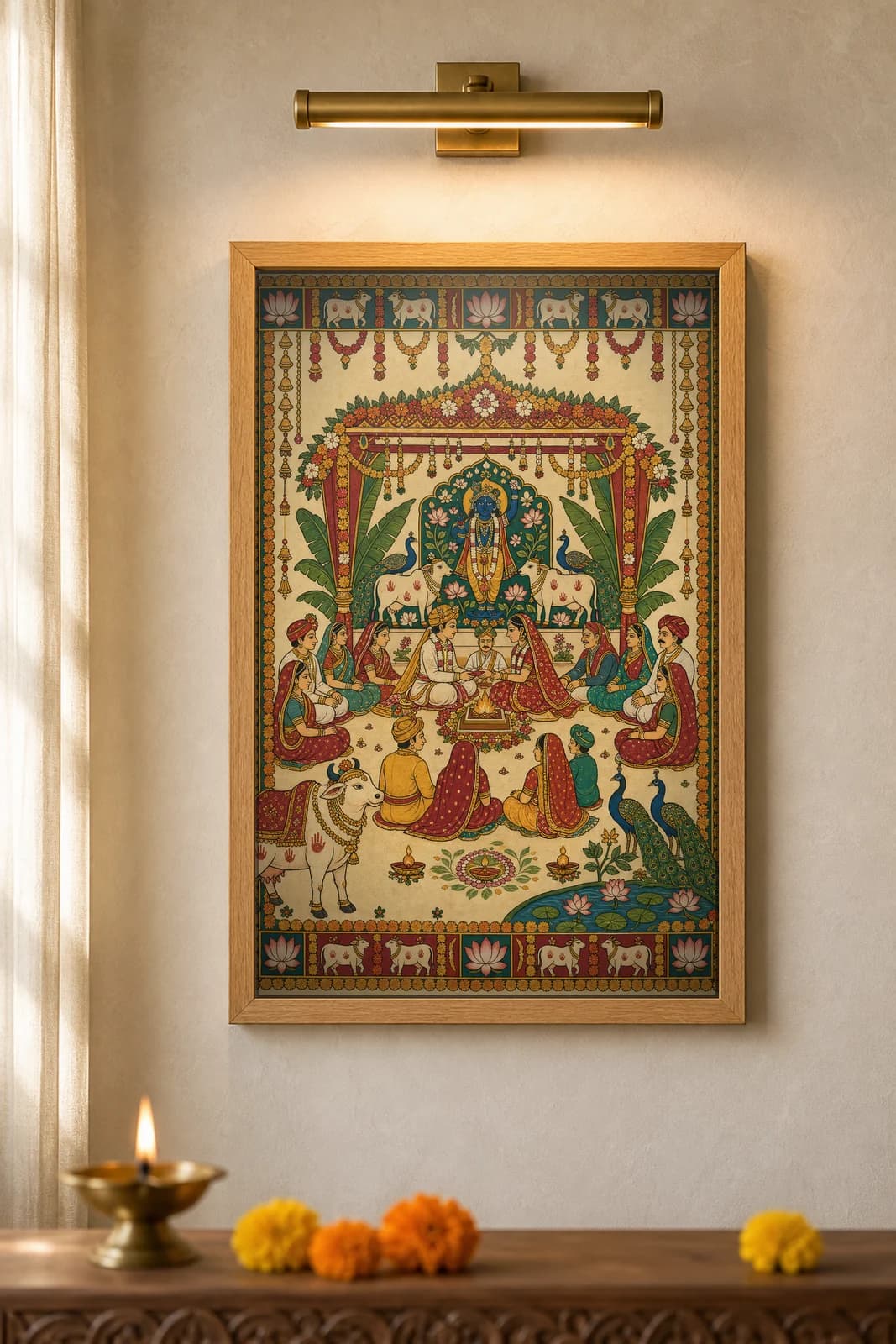 Vivaah Mandap Blessing — framed museum print, Pichwai