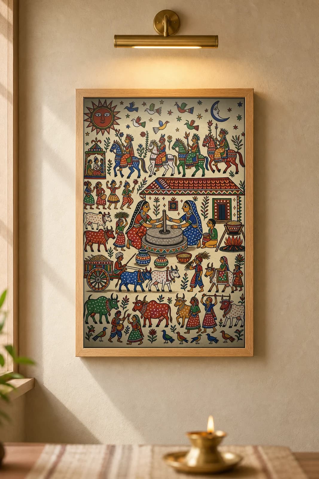 Grinding Grain — framed museum print, Pithora