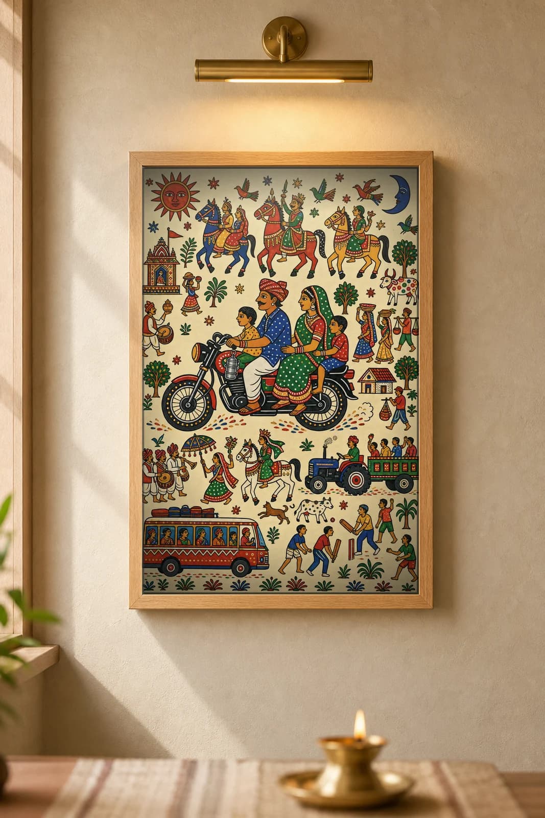Family Ride — framed museum print, Pithora