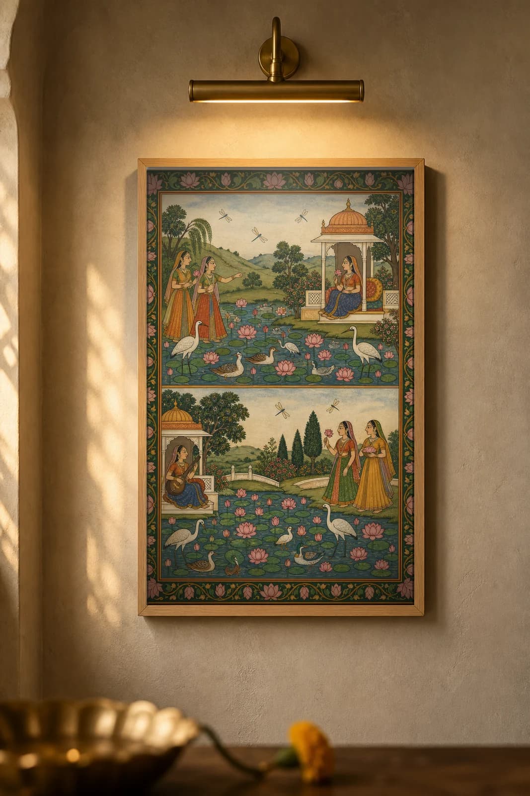 Kamal Talab — framed museum print, Rajput Miniature