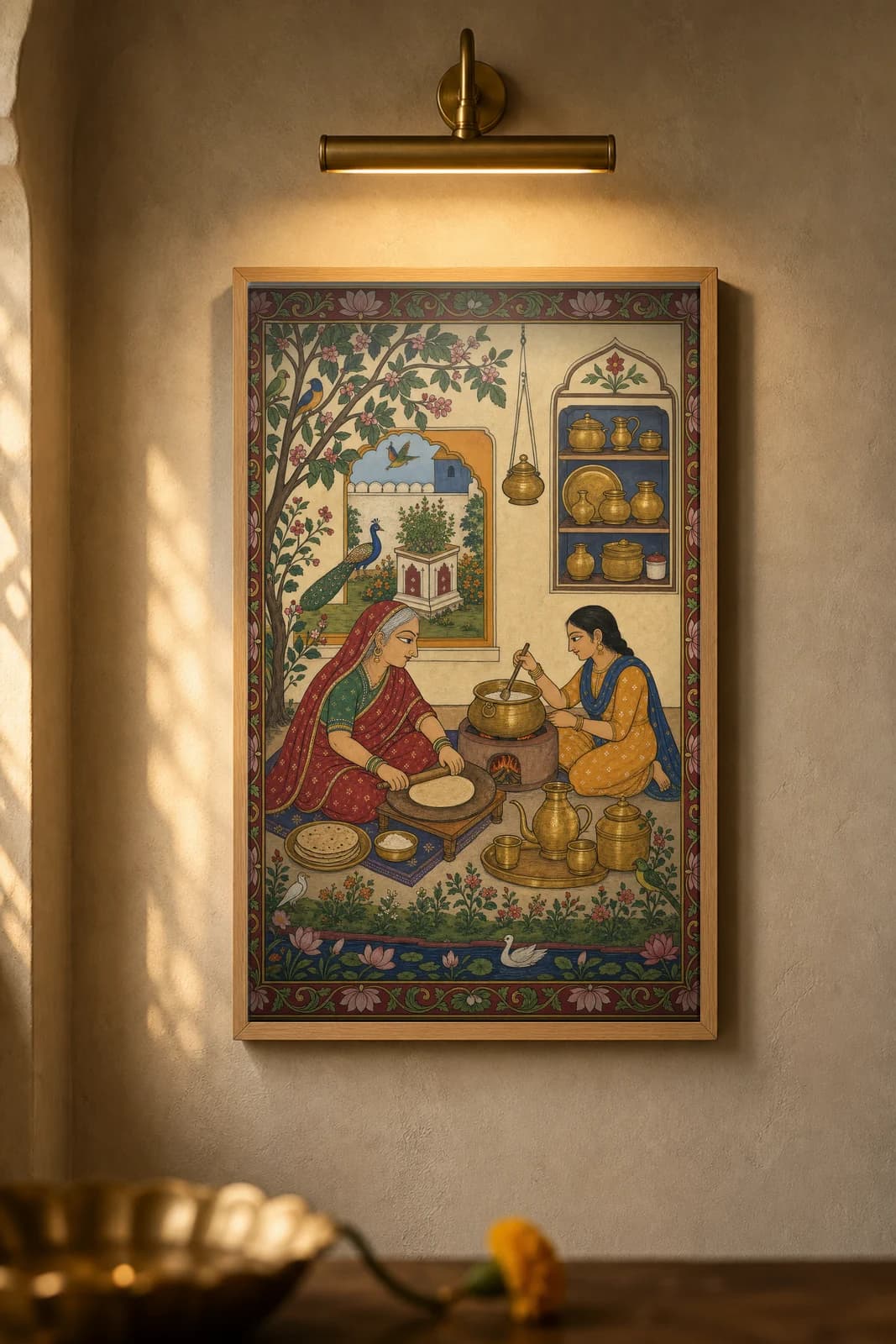 Rasoi — framed museum print, Rajput Miniature