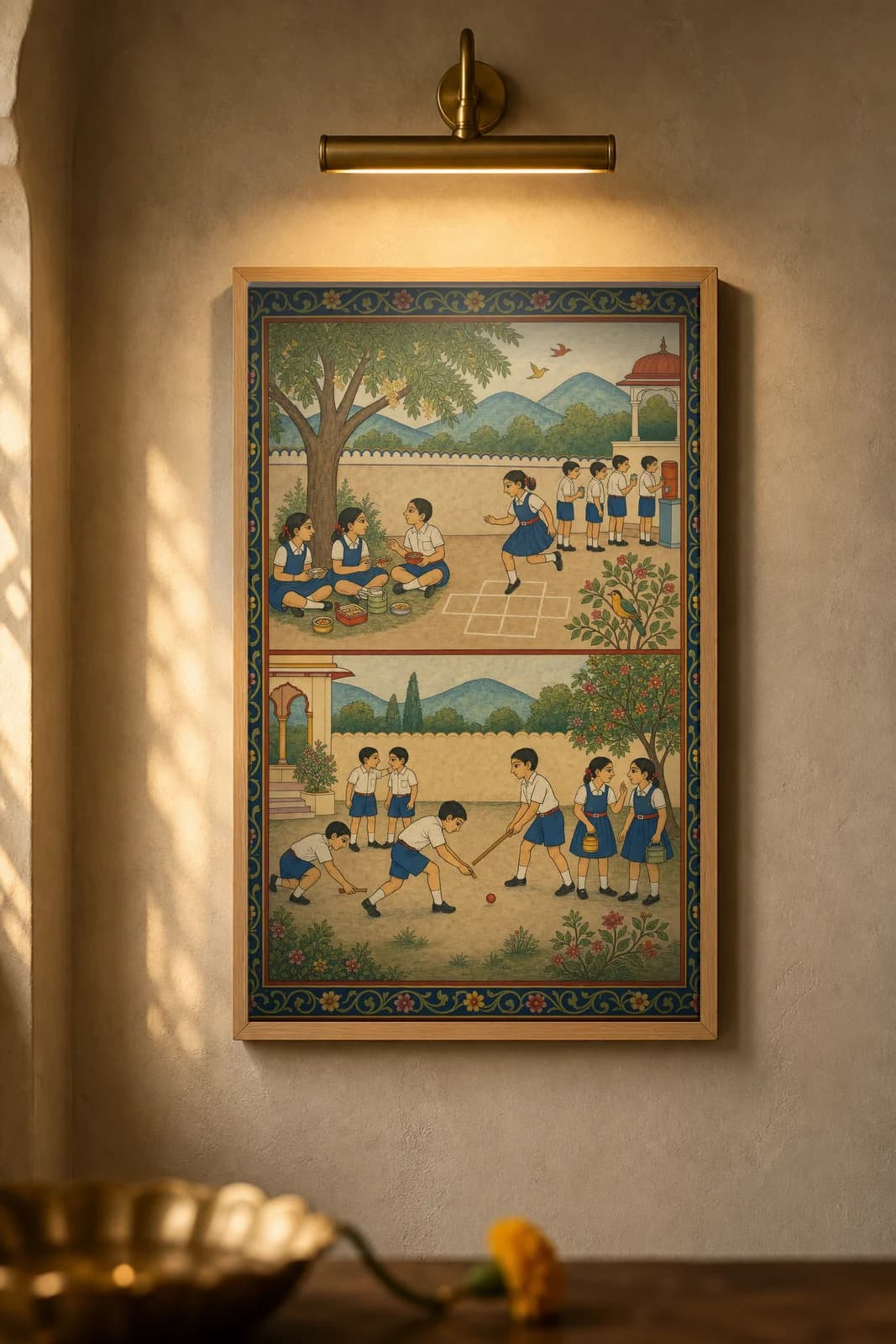 Madhyantar — framed museum print, Rajput Miniature