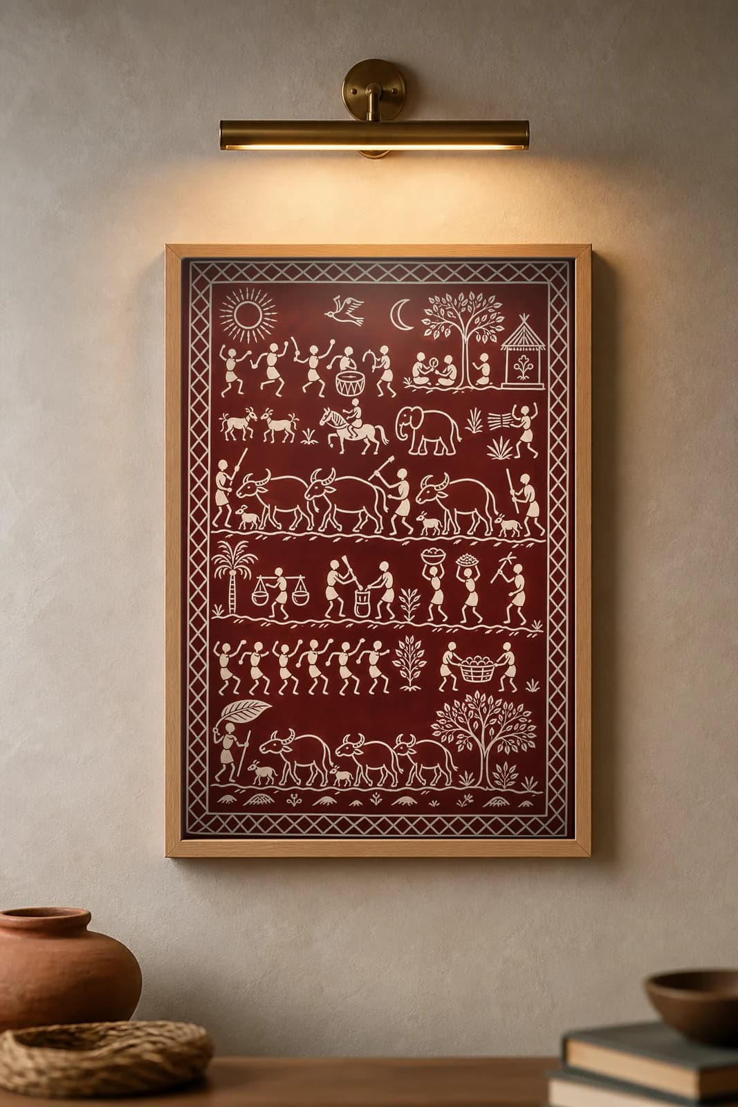 Hill Buffalo Herd — framed museum print, Saura