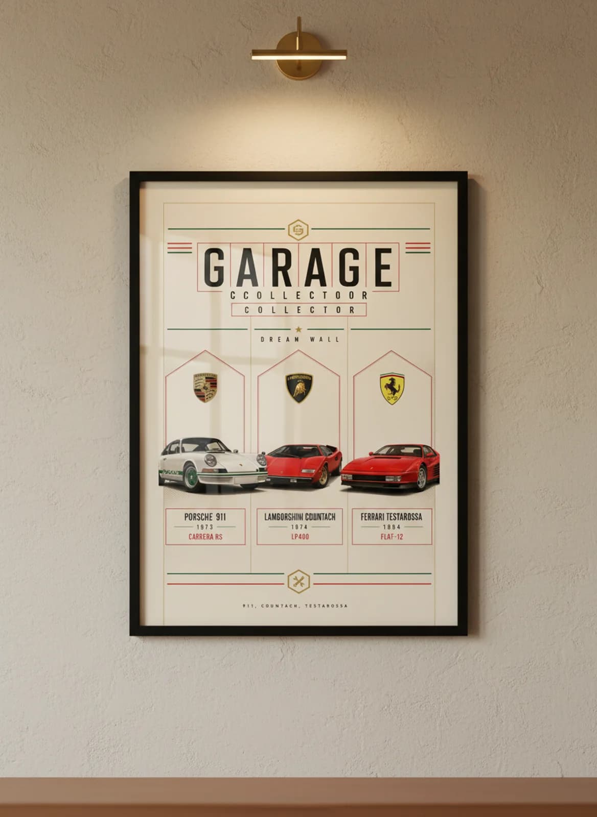 Garage Dreams — framed museum print, Triptych