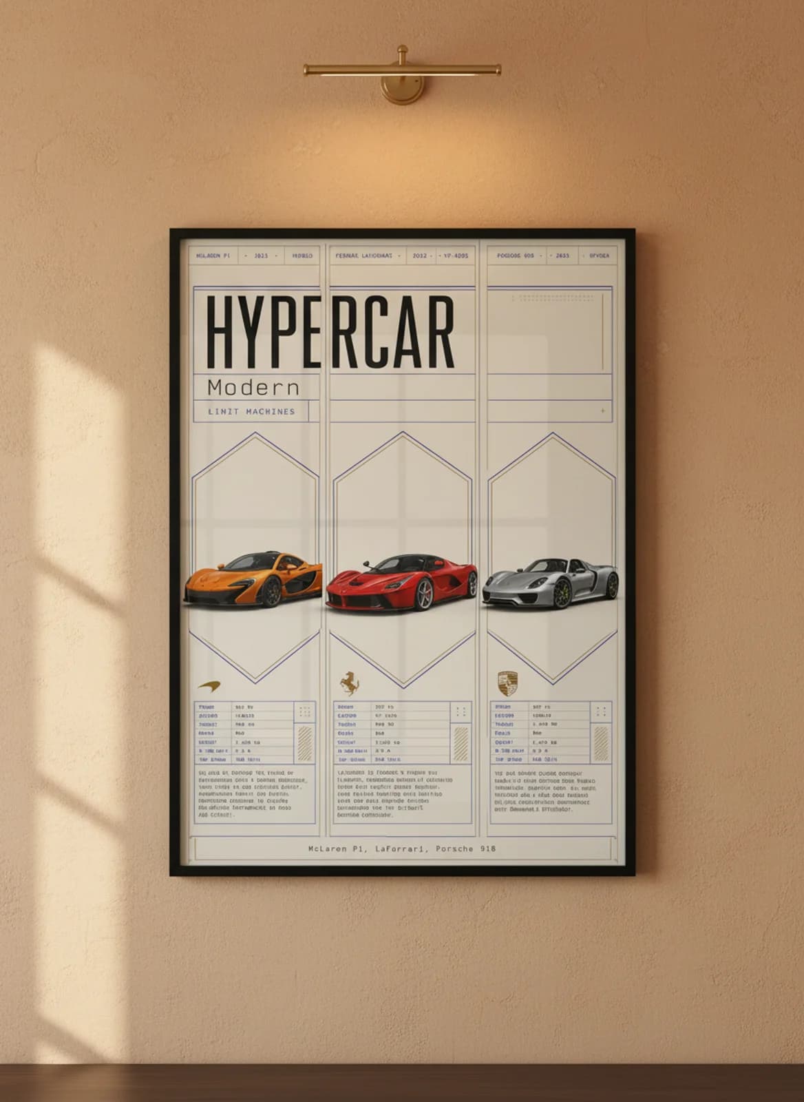 Hypercar — framed museum print, Triptych