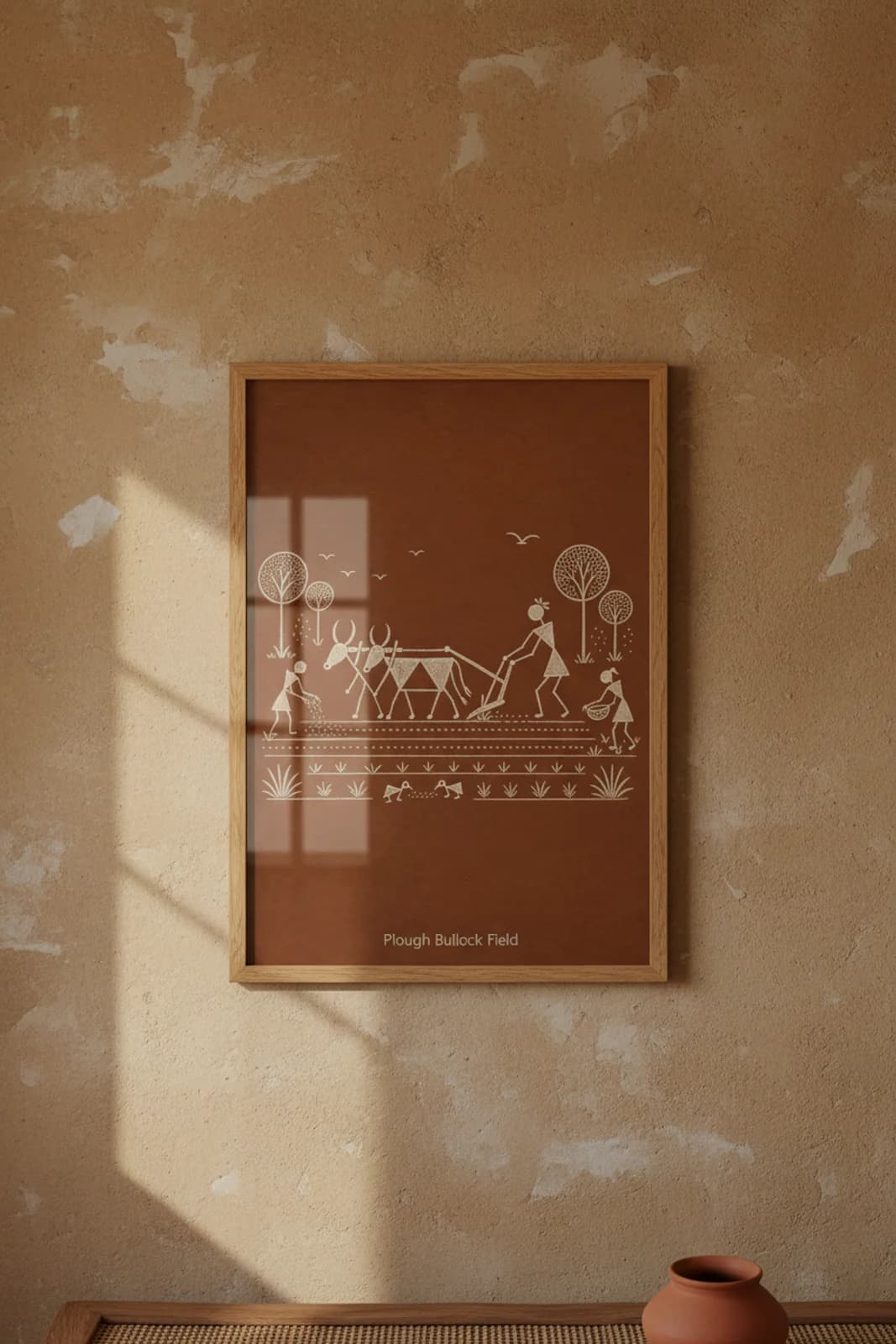 Plough Bullock Field — framed museum print, Warli