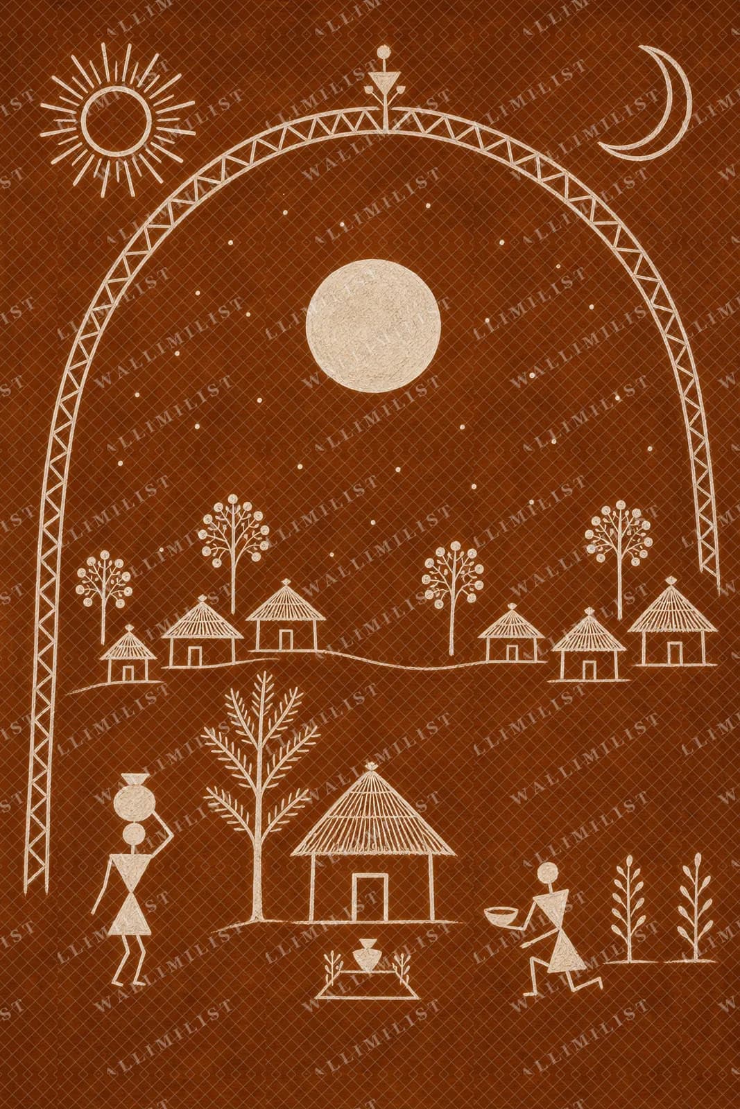 Actual watermarked print of Full Moon Village