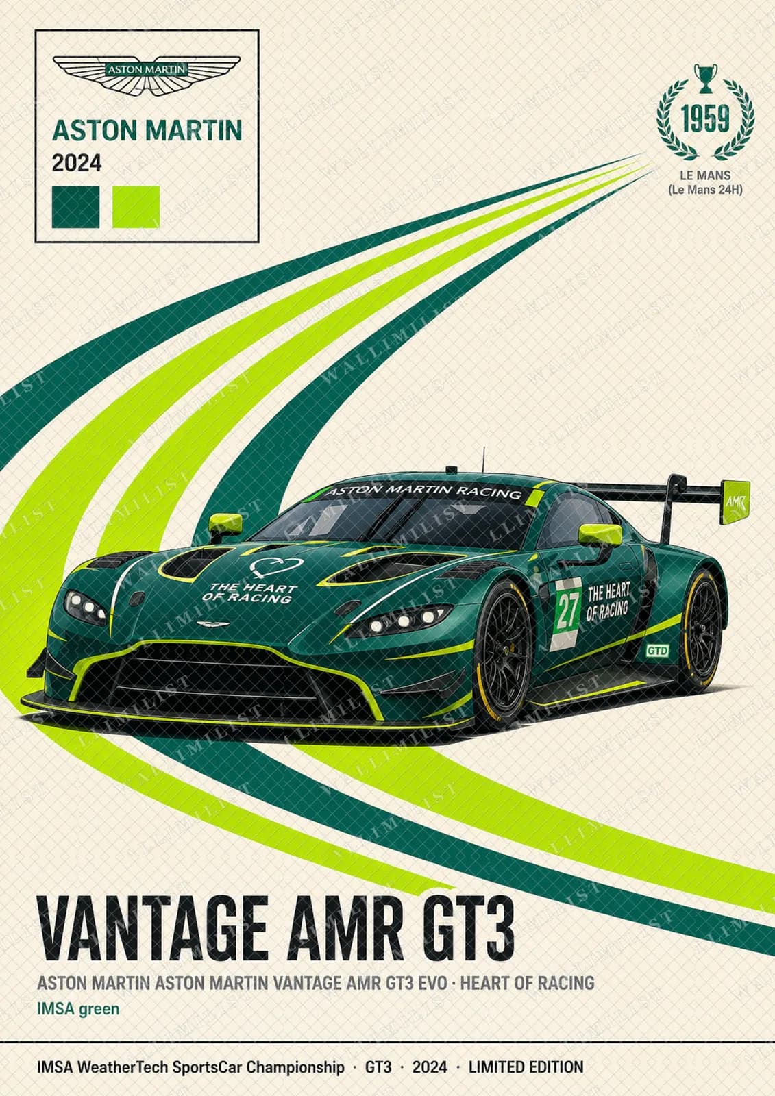Actual watermarked print of Aston Martin Vantage AMR GT3 — Heart of Racing #27