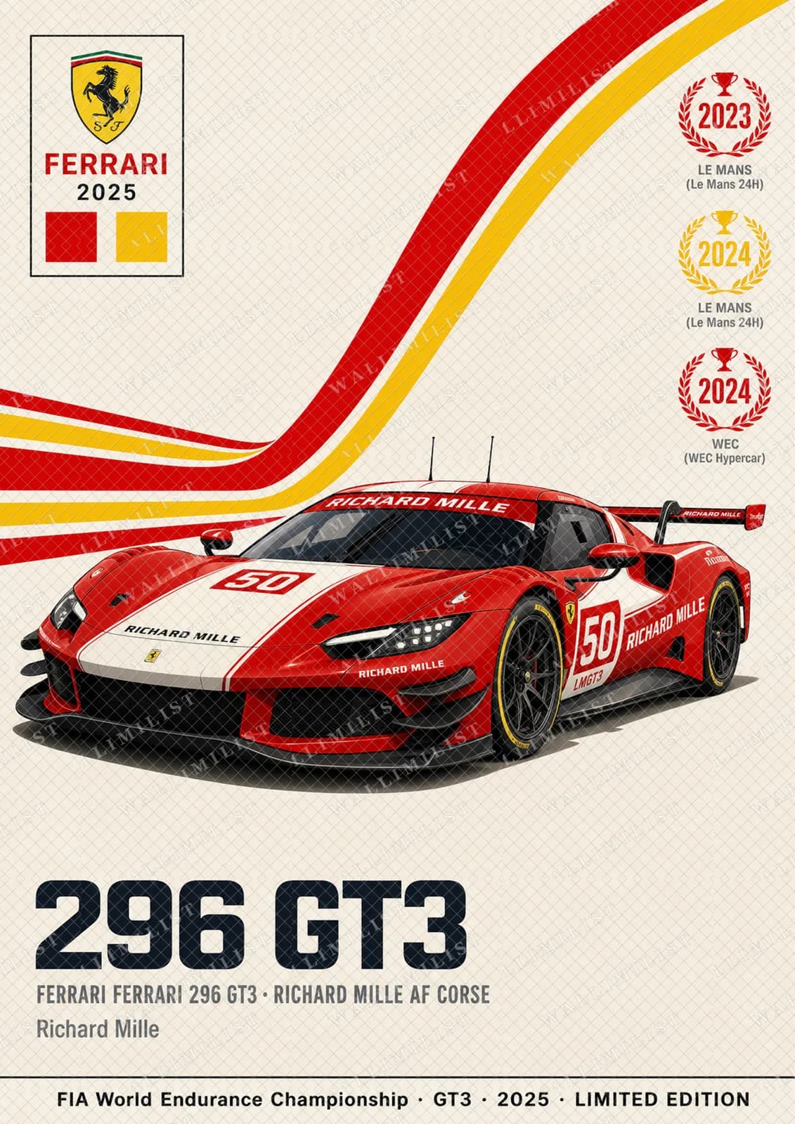 Actual watermarked print of 296 GT3 — Richard Mille AF Corse #50