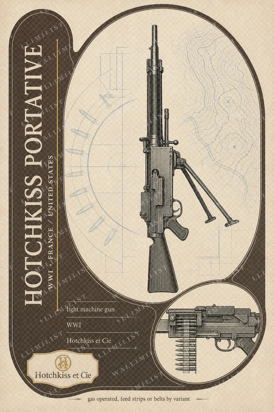 Actual watermarked print of Hotchkiss Portative — Forgotten Weapons